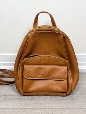 The Stone Reaction Womens Faux Leather Mini Backpack Tan Bag